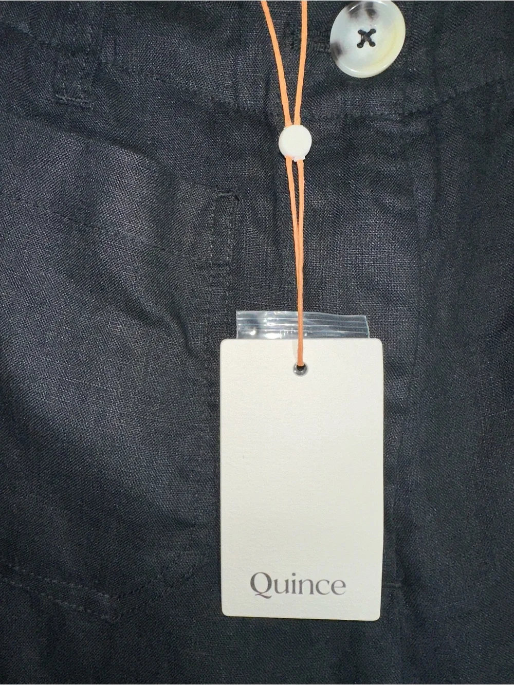 Quince 100% European Linen Patch Pocket Wide Leg Pants Sz 4 Black Minimalist A24